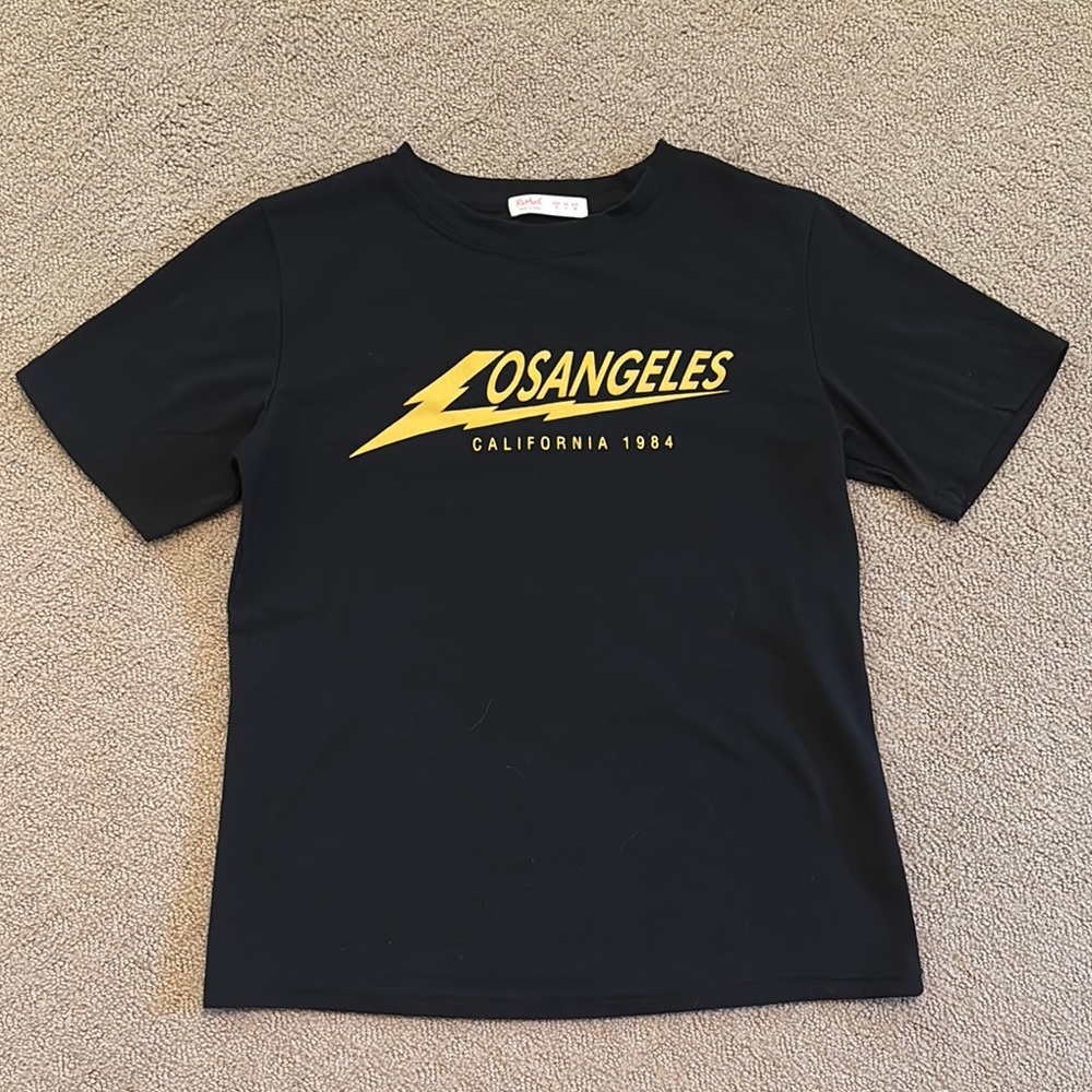 ROMWE Black and Yellow Short Sleeve Tee